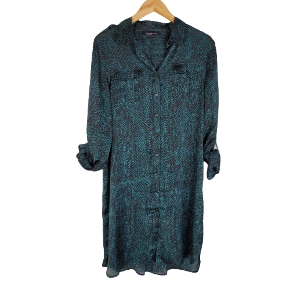 Jones New York blue reptile print button-down shirt dress